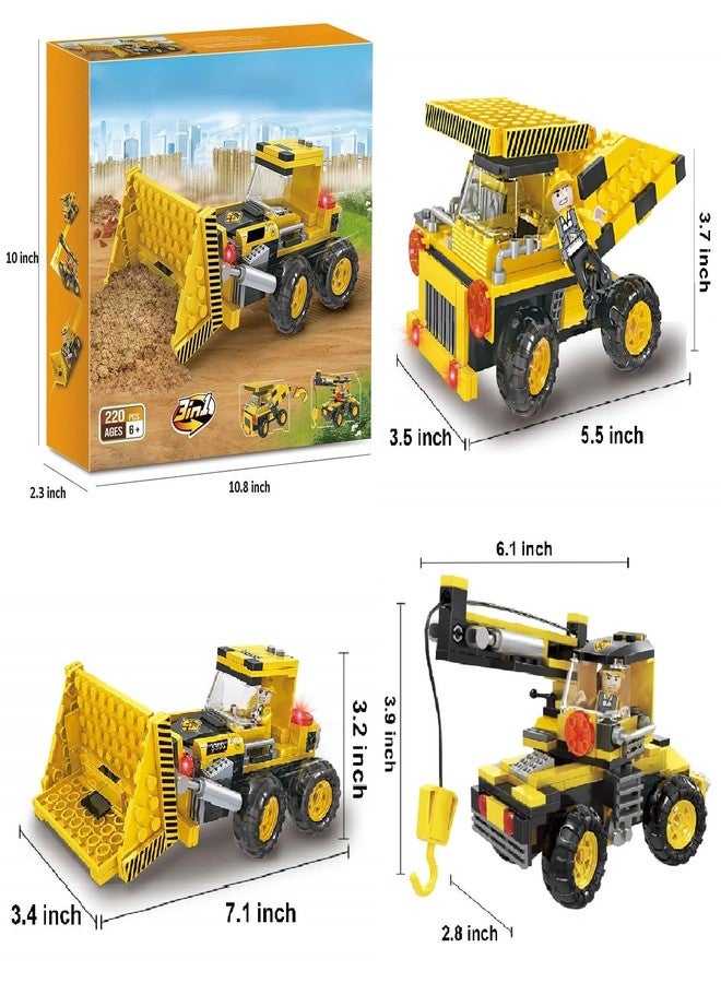 Galaxy Hi-Tech 3 in 1 Architect Brick Toys 220+ Pieces Building Block - City Construction Vehicle Blocks and Bricks - Truck,Crane,Bulldozer Educational Engineering Construction Learning Toy for Kids - Image 5