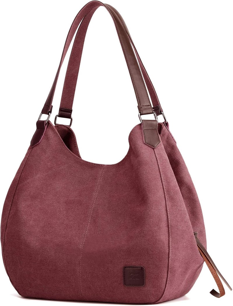 DOURR Store Women's Multi-pocket Shoulder Bag Fashion Cotton Canvas Handbag Tote Purse - Image 1