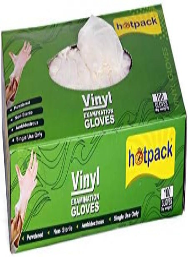 AKDC Hotpack Disposable Vinyl Gloves Powdered Large, Non Sterile, Food Safe, 100 Pieces - Image 2