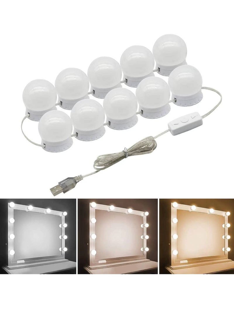 10 LED Hollywood Style Vanity Mirror Lights Kit White 32x19centimeter - Image 1