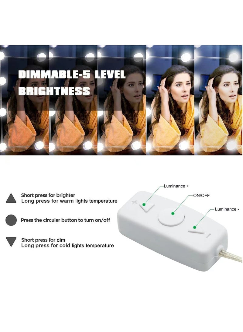 10 LED Hollywood Style Vanity Mirror Lights Kit White 32x19centimeter - Image 3