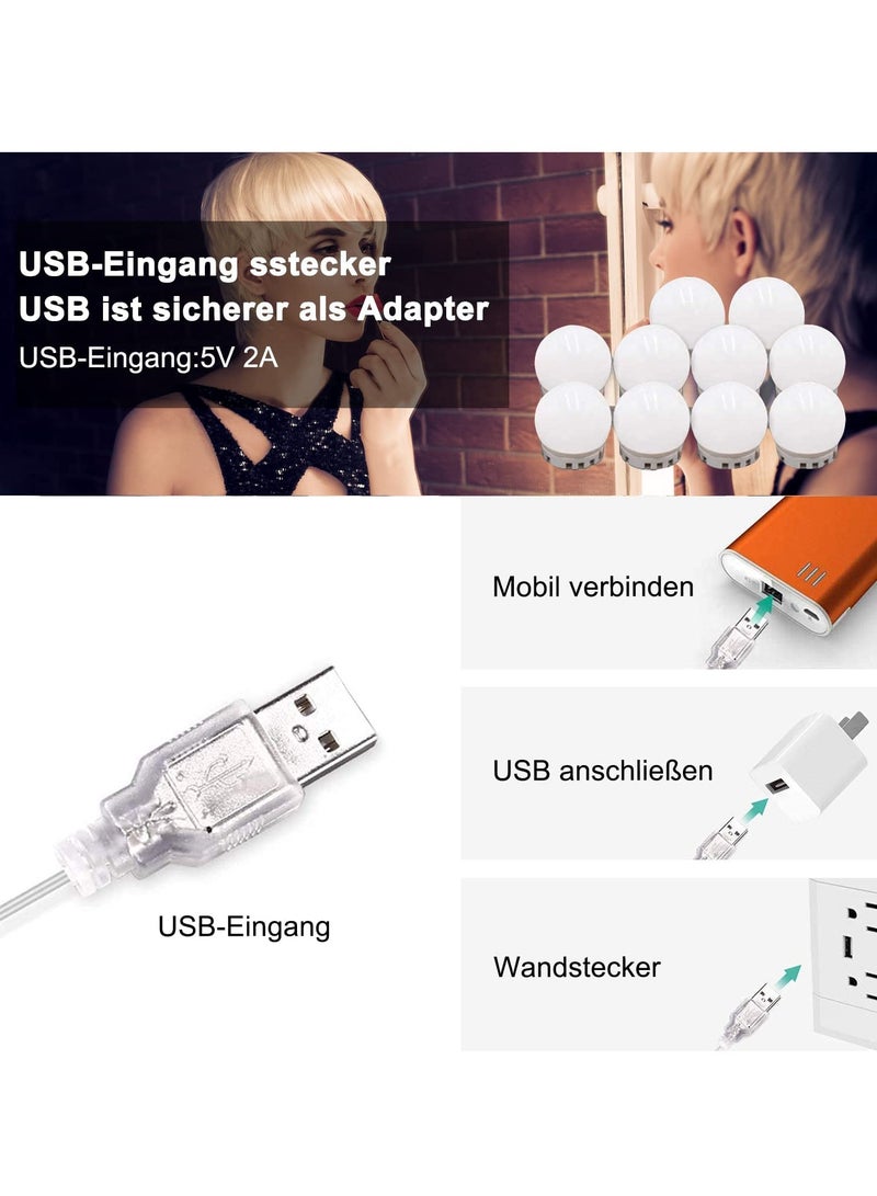 10 LED Hollywood Style Vanity Mirror Lights Kit White 32x19centimeter - Image 4