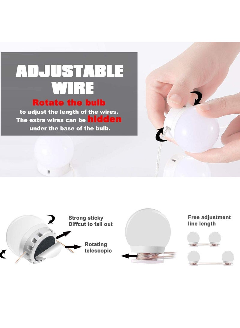 10 LED Hollywood Style Vanity Mirror Lights Kit White 32x19centimeter - Image 5