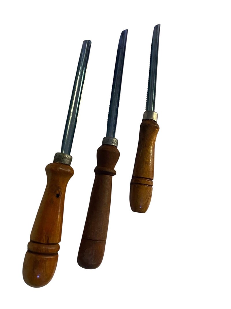 3 Piece Traditional Hand Wooden Handle Metal Corer Set, Wooden Handles, Kitchen Gadgets Needed - Fits Many Purposes
