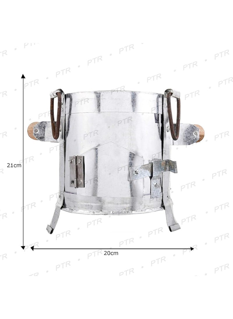 PTR - PTR Handmade Iron Sigdi With Free Iron Pincers, Sandasi, Indian Traditional Sigdi Pure Iron Metal, Ash Tray, Sigdi Chulha, Angeethi, Stove for Cooking, Kitchen - Image 1