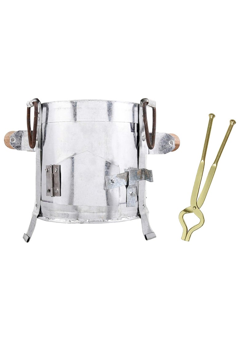PTR - PTR Handmade Iron Sigdi With Free Iron Pincers, Sandasi, Indian Traditional Sigdi Pure Iron Metal, Ash Tray, Sigdi Chulha, Angeethi, Stove for Cooking, Kitchen - Image 1