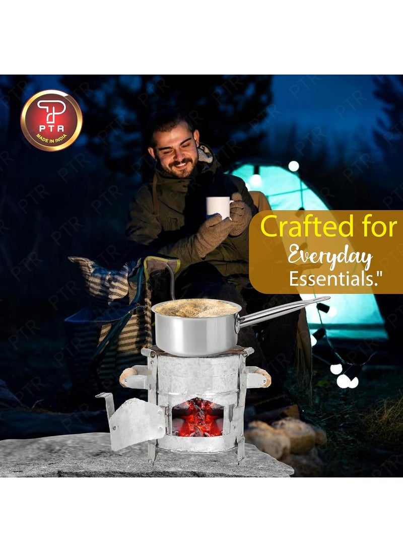 PTR - PTR Handmade Iron Sigdi With Free Iron Pincers, Sandasi, Indian Traditional Sigdi Pure Iron Metal, Ash Tray, Sigdi Chulha, Angeethi, Stove for Cooking, Kitchen - Image 1