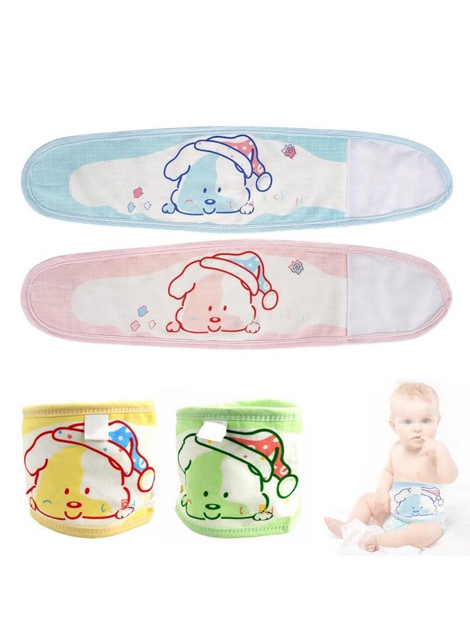 Snowie Soft ® 4Pcs Cotton Baby Belly Band Baby Belly Button Wrap, Newborn Belly Button Band Umbilical Hernia Belt Baby Adjustable Belly Band Cotton Infant Tummy Band For Infant 0-12 Months, Cute Dog  - Image 1