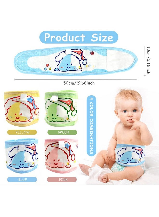 Snowie Soft ® 4Pcs Cotton Baby Belly Band Baby Belly Button Wrap, Newborn Belly Button Band Umbilical Hernia Belt Baby Adjustable Belly Band Cotton Infant Tummy Band For Infant 0-12 Months, Cute Dog  - Image 2