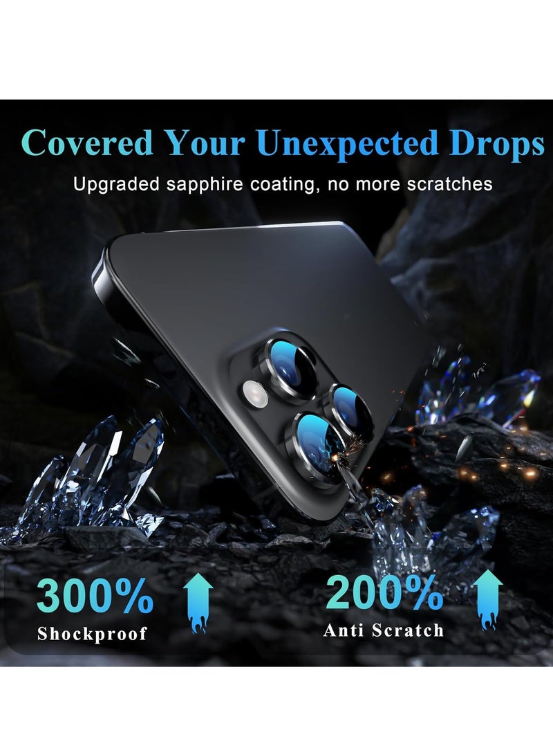 ELTRAZONE Camera Lens Protector for iPhone 16 Pro/Pro Max – Tempered Glass with Metal Frame, 1-Step Installation Tray, Case Friendly, Black Titanium – 2 Pack - Image 3