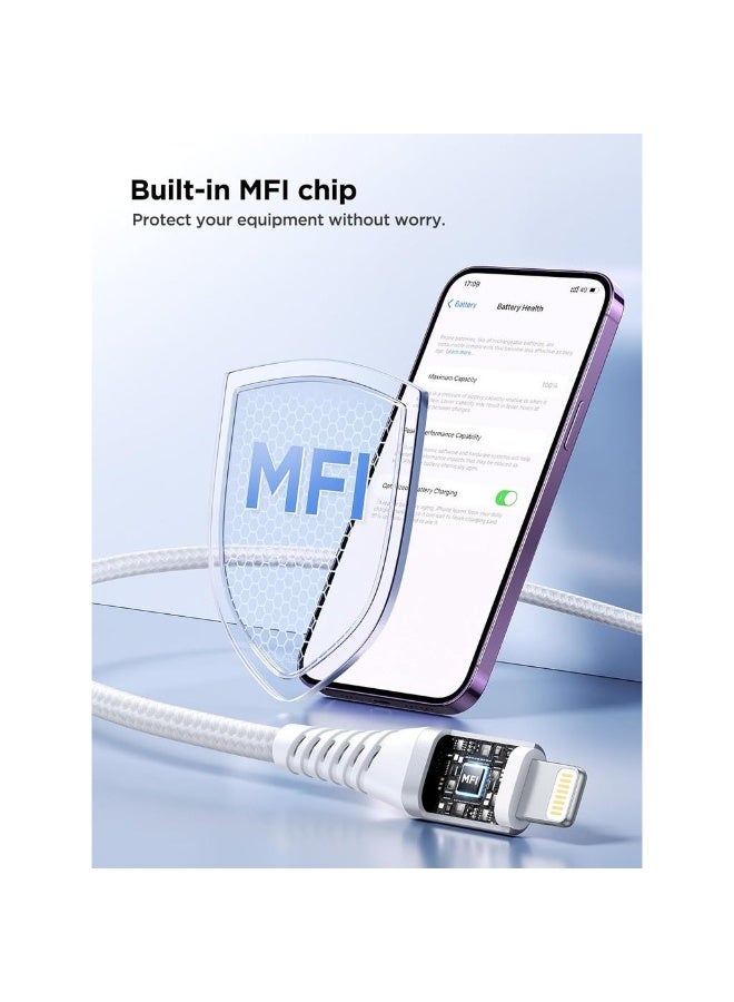 كابل لايتنينغ [عبوة 2 2م] لكابل شاحن آيفون معتمد من MFi كابل USB A إلى كابل لايتنينغ مضفر من النايلون متوافق مع آيفون 14 13 12 11 برو ماكس ميني XS XR X 8 - Image 3