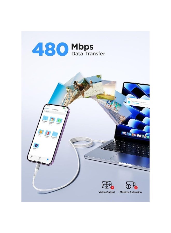 كابل لايتنينغ [عبوة 2 2م] لكابل شاحن آيفون معتمد من MFi كابل USB A إلى كابل لايتنينغ مضفر من النايلون متوافق مع آيفون 14 13 12 11 برو ماكس ميني XS XR X 8 - Image 4