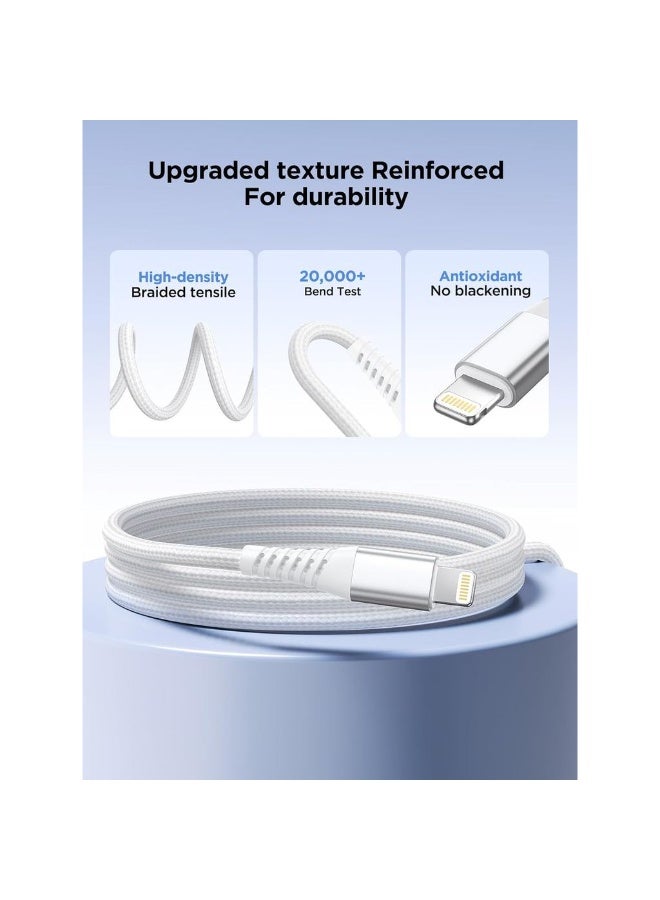كابل لايتنينغ [عبوة 2 2م] لكابل شاحن آيفون معتمد من MFi كابل USB A إلى كابل لايتنينغ مضفر من النايلون متوافق مع آيفون 14 13 12 11 برو ماكس ميني XS XR X 8 - Image 5