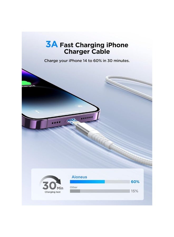 كابل لايتنينغ [عبوة 2 2م] لكابل شاحن آيفون معتمد من MFi كابل USB A إلى كابل لايتنينغ مضفر من النايلون متوافق مع آيفون 14 13 12 11 برو ماكس ميني XS XR X 8 - Image 2