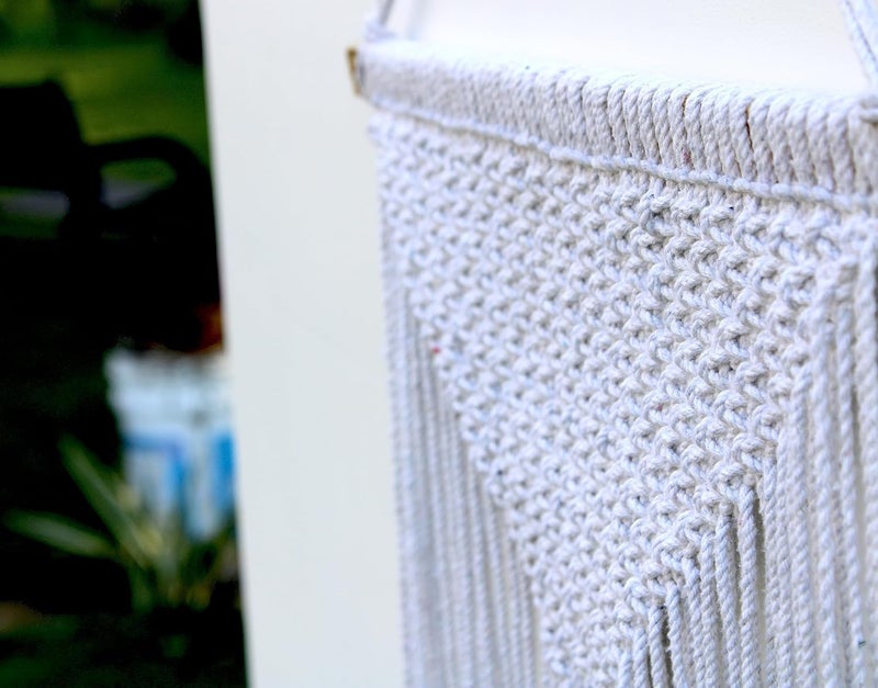Decorcreed Macrame Design White Colour Photo Organaizer Wall Dcor Home Dcor Wall Hanging With ColourFull Wooden Clips - Image 2