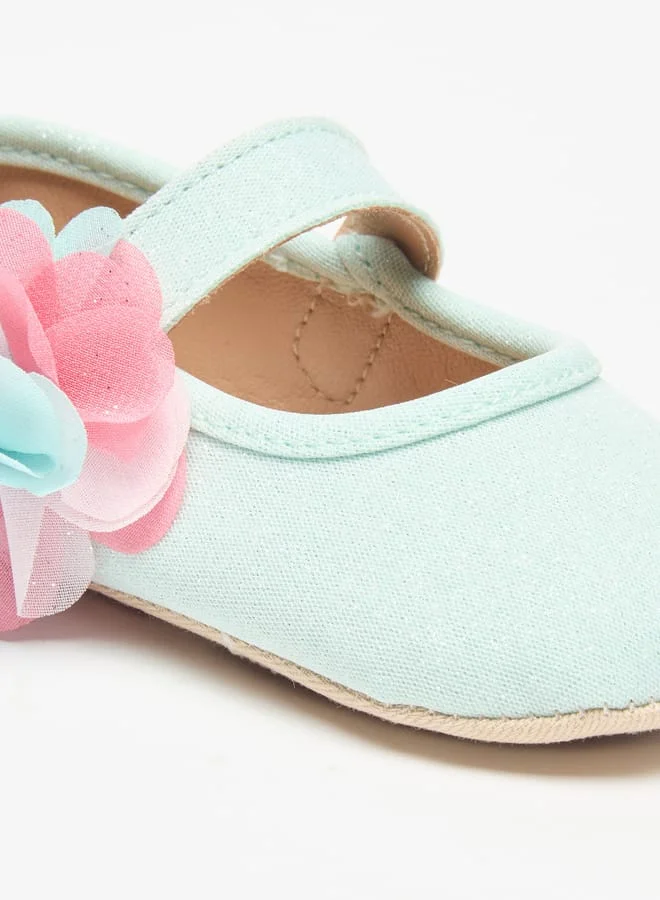 Barefeet Floral Trim Booties with Hook and Loop Closure