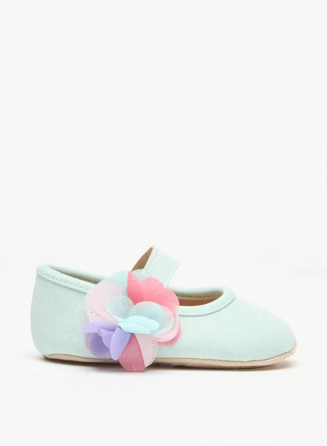 Barefeet Floral Trim Booties with Hook and Loop Closure