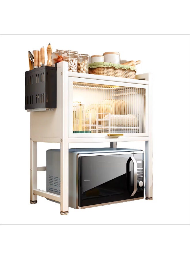 In-House Compact Microwave Oven Stand DR-8936 – Multi-Purpose Storage Rack for Kitchen Use, Ideal for Holding Microwave, Toaster, and Cookware, Strong Build with Modern White/White Finish for Home Organization - Image 1