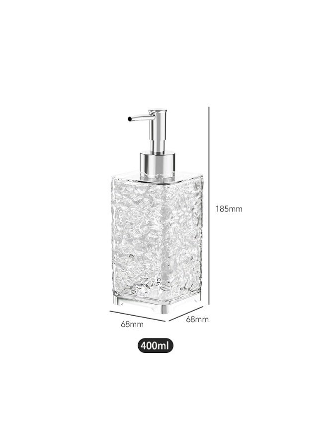 1pc Luxury Refillable Soap Dispenser Bottle – Modern Square Design, Transparent Frosted Look, Pump Dispenser for Shampoo, Shower Gel, Hand Soap & Lotion, Durable & Phthalate-Free, Perfect for Bathroom, Kitchen & Hotel Use - Image 2