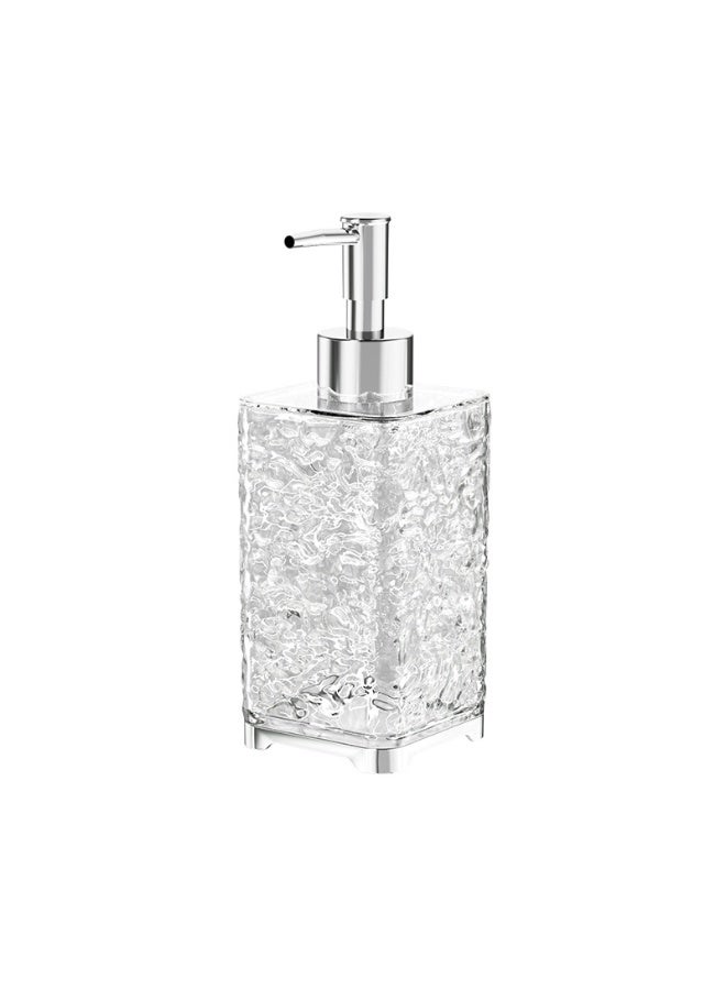 1pc Luxury Refillable Soap Dispenser Bottle – Modern Square Design, Transparent Frosted Look, Pump Dispenser for Shampoo, Shower Gel, Hand Soap & Lotion, Durable & Phthalate-Free, Perfect for Bathroom, Kitchen & Hotel Use - Image 1