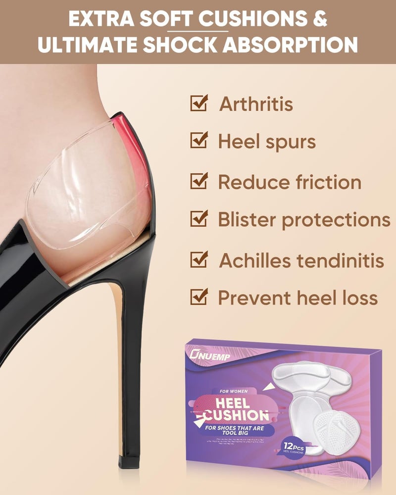 SEFLICA Heel Cushion Inserts And Metatarsal Pads For Women, 1 Pairs Heel Grips And 1 Pairs Ball Of Foot Cushions, Silicone Shoe Pads Insoles For High Heels, Blister Prevention For Too Big Shoes - Image 2