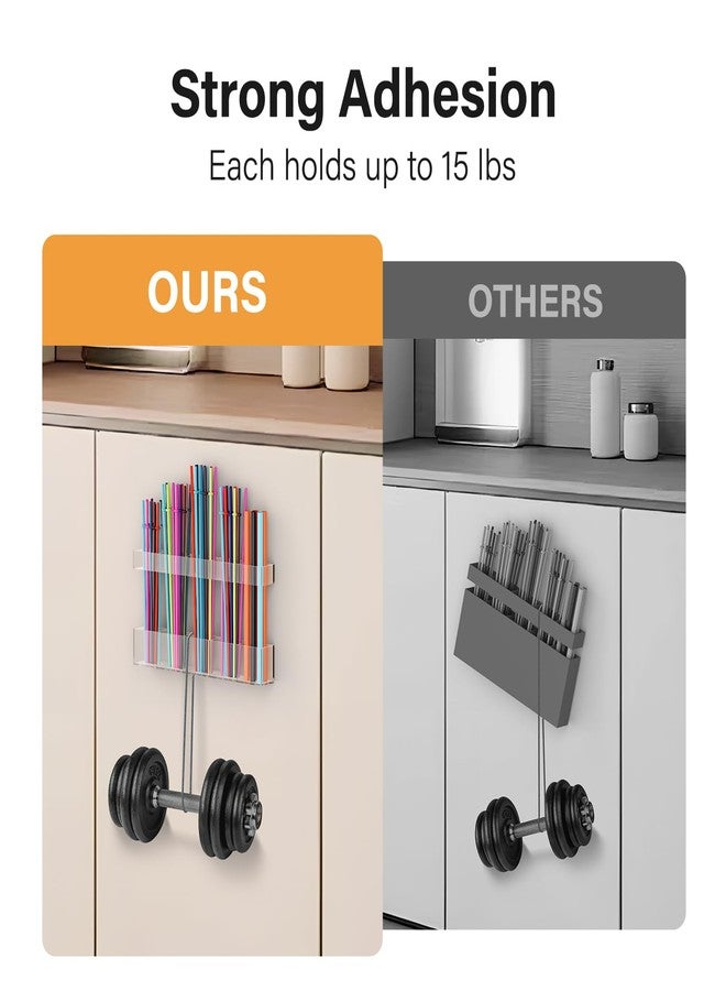 HSFTEC Straw Holder for Cabinet Door, Reusable Tumbler Straw Organizer Storage Container Mount for Kitchen Counter Cupboard Door (Transparent, 1 pack) - Image 4