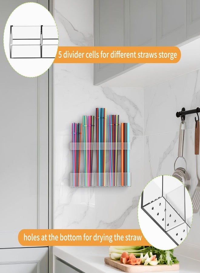HSFTEC Straw Holder for Cabinet Door, Reusable Tumbler Straw Organizer Storage Container Mount for Kitchen Counter Cupboard Door (Transparent, 1 pack) - Image 5