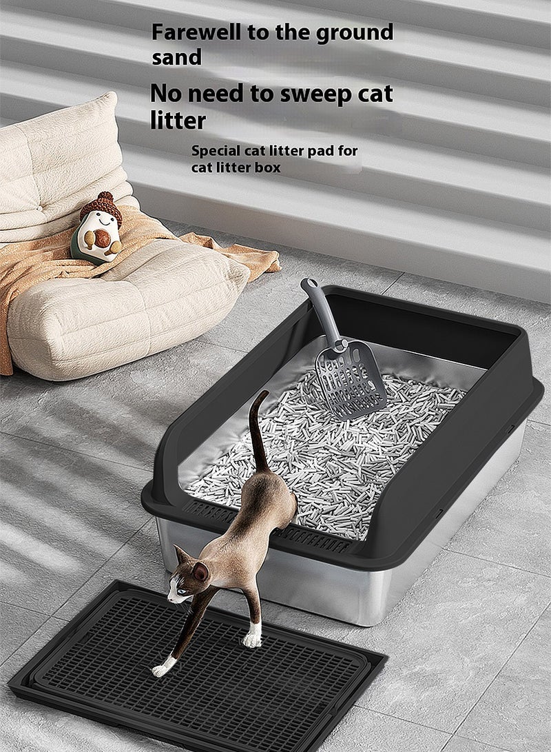 Creative Stainless Steel Pet Cat Litter Box Large Capacity Metal Cat Litter Tray With High Wall 50*35*15cm