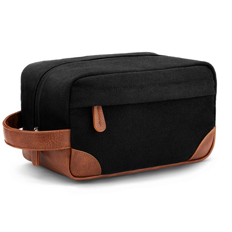 Vorspack Travel Toiletry Bag - Hanging Toiletry Bag for Men Water Resistant Canvas Shaving Bag with Large Capacity for Travel - Black - Image 1