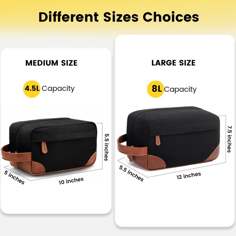 Vorspack Travel Toiletry Bag - Hanging Toiletry Bag for Men Water Resistant Canvas Shaving Bag with Large Capacity for Travel - Black - Image 2