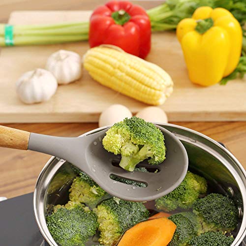 P-Plus International Set of 5 Piece Silicone spatulas Cooking Utensil Set with Natural Acacia Hard Wood Handle.|WOODEN-5A-PPLUS| - Image 4