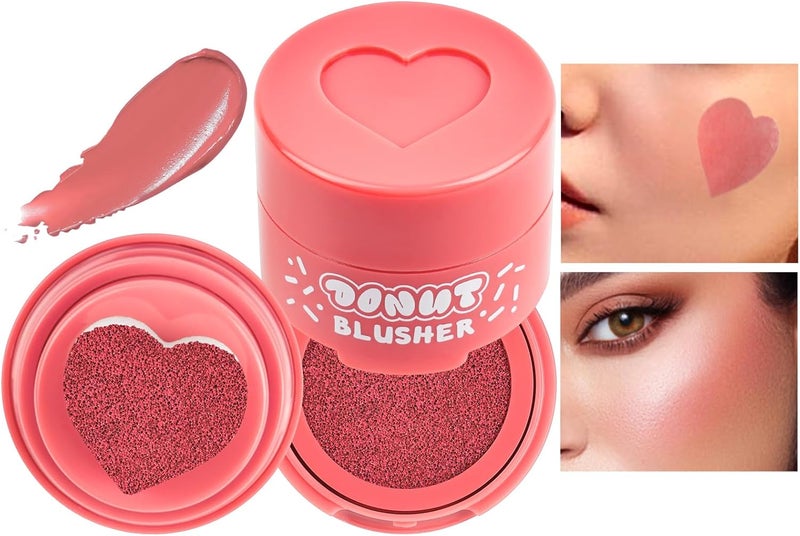 Heart Stamp Blush Stamp Blush with Heart Shaped Applicator Air Cushion Blusher Moisturizing Cheek Tint Blushers for Cheeks Make Up NaturalLook Cheek Tint Set Long Lasting Makeup 02