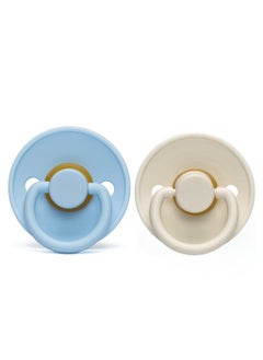 joybuy 2 Pcs Natural Latex Pacifier, Pacifier, Size S Suitable For Babies 0-6 Months (Beige*1 Piece&Blue*1 Piece)  - Image 4