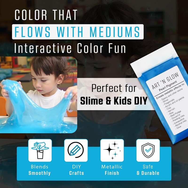 Art 'N Glow Mica Pearl Pigment Powder - 25 Grams - Fine Pearl Pigment for Epoxy Resin - Great Choice for Creatives - Acrylic Paints - Art Crafts - Bath Bomb - 10+ Colors Available - (Pearl White) - Image 2