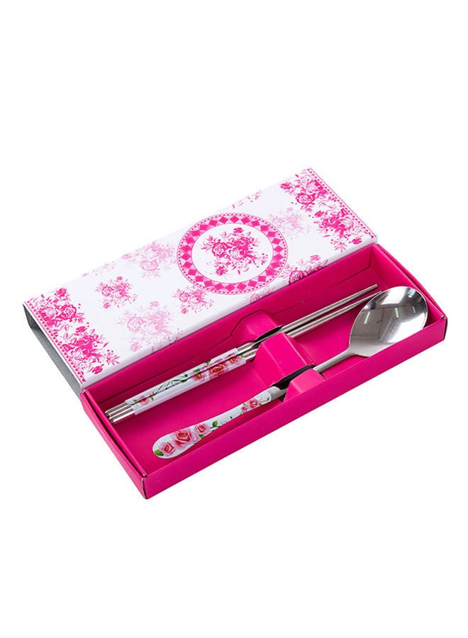 NIBEMINENT Creative Stainless Steel Tableware Two Sets Pink
