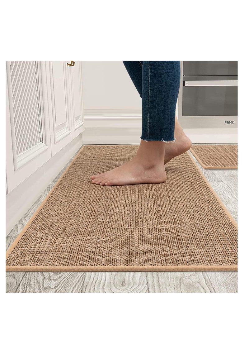 Raxoom Kitchen Rugs and Mats Washable [2 PCS] Non-Skid Natural Rubber Kitchen Mats for Floor Runner Rugs Set for Kitchen Floor Front of Sink, Hallway, Laundry Room 44cm*75cm+44cm*120cm (Oats) - Image 1