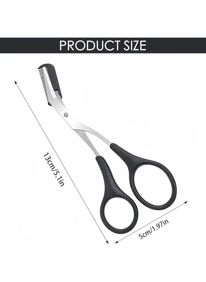 3 Pcs Professional Eyebrow Scissors Trimmer With Comb Stainless Steel Three Colors - Image 4