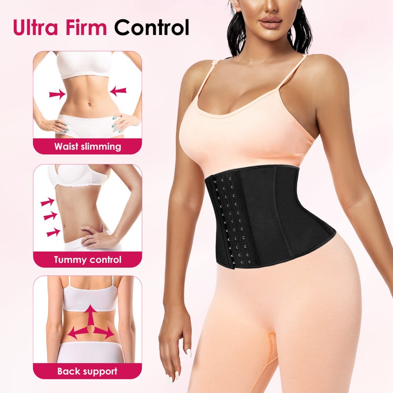 Atbuty Short Torso Waist Trainers Cincher Corset Underbust Body Shaper Latex Sport Girdle (Black (9'' Short Torso, 9 Steel Bones), M) - Image 5
