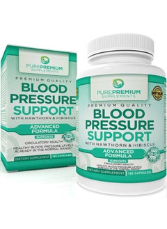 PUREPREMIUM SUPPLEMENTS PurePremium Blood Pressure Support with Hawthorn Berry, Hibiscus - Nitric Oxide with Vitamin B6 - Garlic Supplements for Normal Nitric Oxide Supplement - 180 Caps  - Image 1
