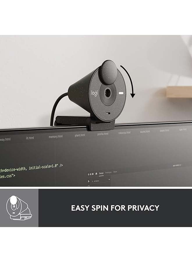 Logitech Brio 300 Full HD Webcam with Privacy Shutter, Noise Reduction Microphone, USB-C, Ceritified for Zoom, Microsoft Teams, Google Meet, Auto Light Correction Graphite - Image 5