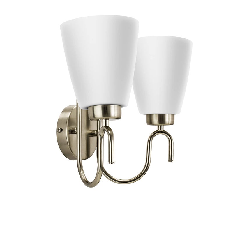 WIPRO وِيبرو بيهوم ضوء جداري مزدوج BW01 | ضوء ديكوري داخلي فاخر بتصميم عصري أنيق | ضوء جداري كلاسيكي مثبت على السطح بتصميم عتيق لغرفة النوم، غرفة المعيشة | B22 (2H، نيكل غير لامع) - Image 1