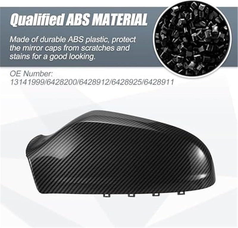 QASULER Carbon Fiber Mirror Cover Caps for Opel Astra H - Image 2