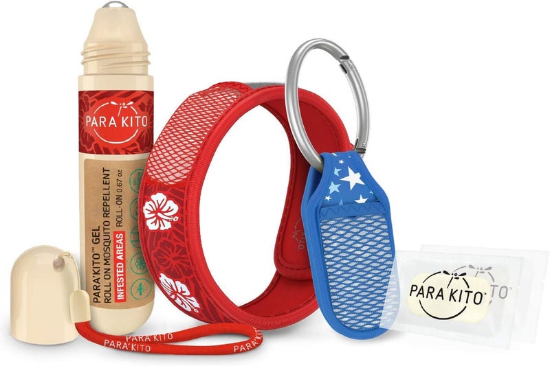 PARA'KITO Mosquito Repellent Bundle - 1 Roll-on | 1 Wristband | 1 Clip (Roll-on + Hawaii + Blue)