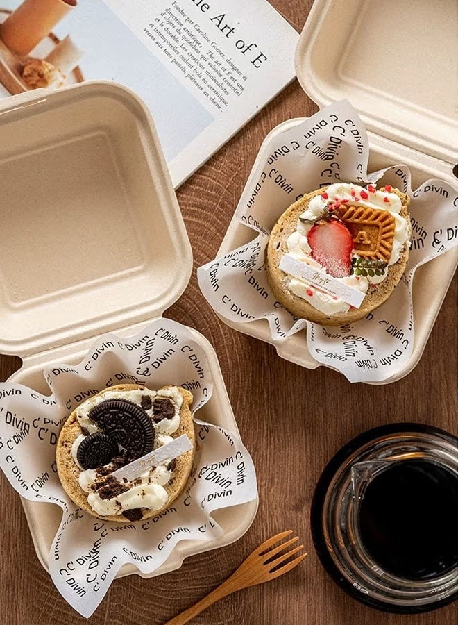 100-Piece Baking Blotting Paper, Disposable Oil-Proof Wrapping Food-Specific Hamburger Bread Paper, Baking Cake Packaging Paper 18x18cm - Image 2