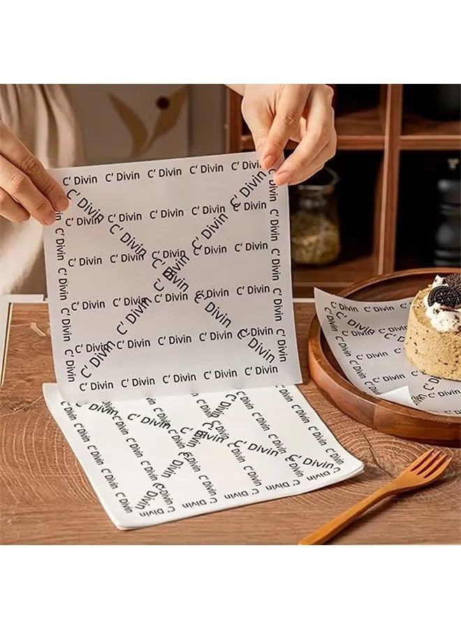 100-Piece Baking Blotting Paper, Disposable Oil-Proof Wrapping Food-Specific Hamburger Bread Paper, Baking Cake Packaging Paper 18x18cm - Image 3