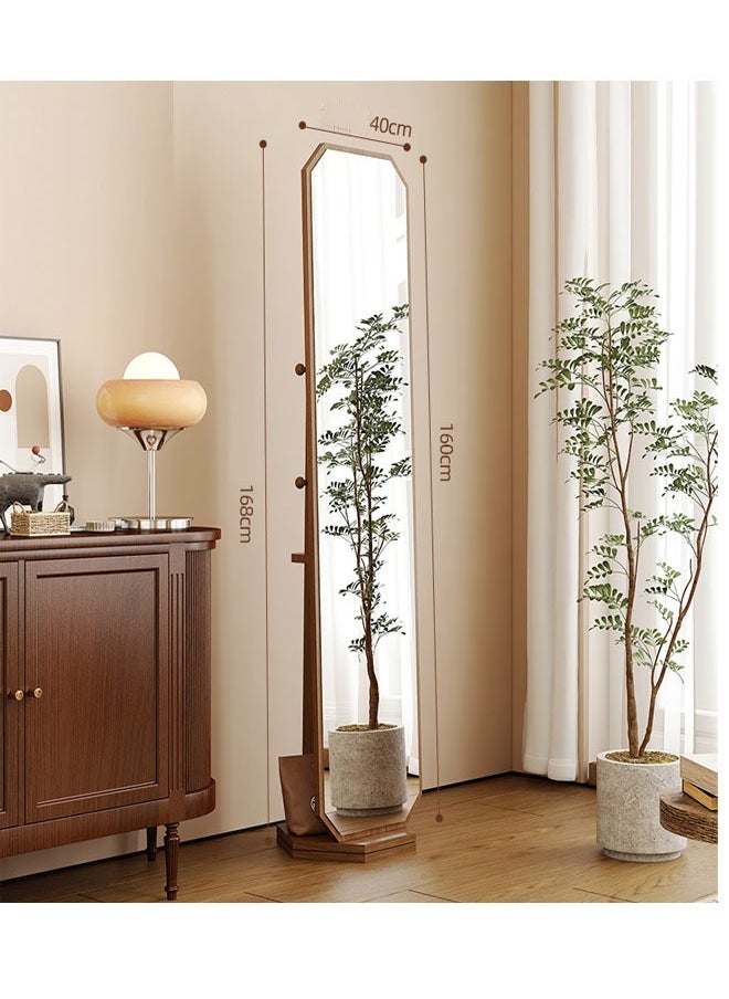 KLNAMAEAAN - Antique-Style Rotating Full-Length Mirror with Integrated Coat & Storage Rack – Unique Shaped Floor Mirror for Bedroom & Living Room - Image 1