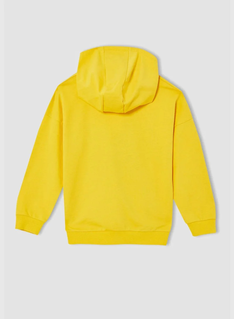 DeFacto Regular Fit Long Sleeve Car Print Hoodie