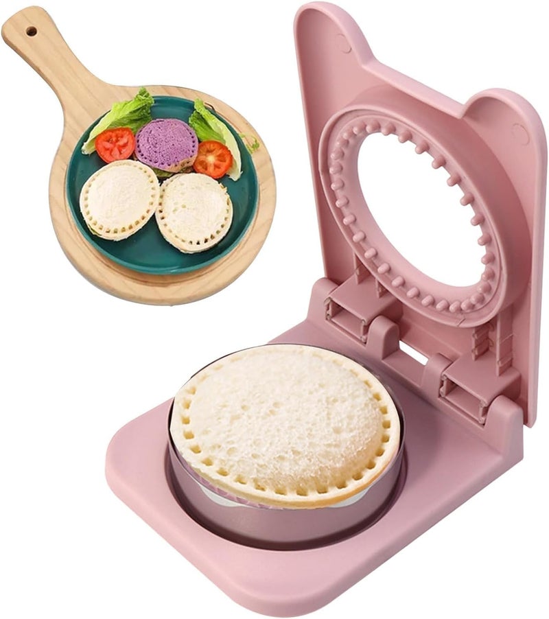 PRAVYTA Pravyta Round Sandwich Cutter Sealer Cookie Pocket Sandwiches Peanut Butter and Jelly Crustless Sandwich Bread Pancake Maker Great for Breakfast Sandwich Maker Lunch Box  - Image 1