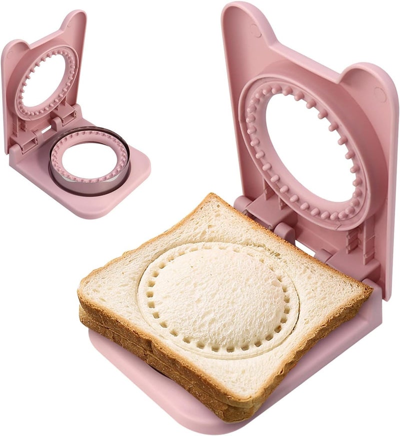 PRAVYTA Pravyta Round Sandwich Cutter Sealer Cookie Pocket Sandwiches Peanut Butter and Jelly Crustless Sandwich Bread Pancake Maker Great for Breakfast Sandwich Maker Lunch Box  - Image 2