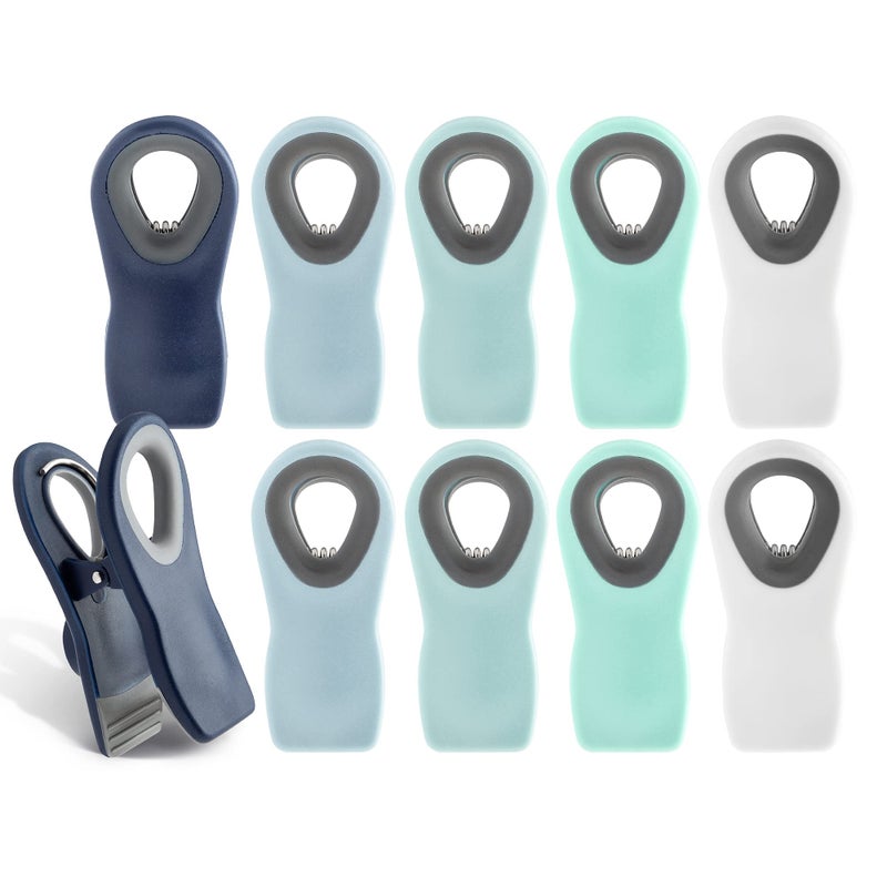 COOK WITH COLOR COOK WITH COLOR Bag Clips with Magnet Food Clips Chip Clips Bag Clips for Food Storage with Airtight Seal Grip for Bread Bags Snack Bags and Food Bags Blue Ombre Pack of 10 